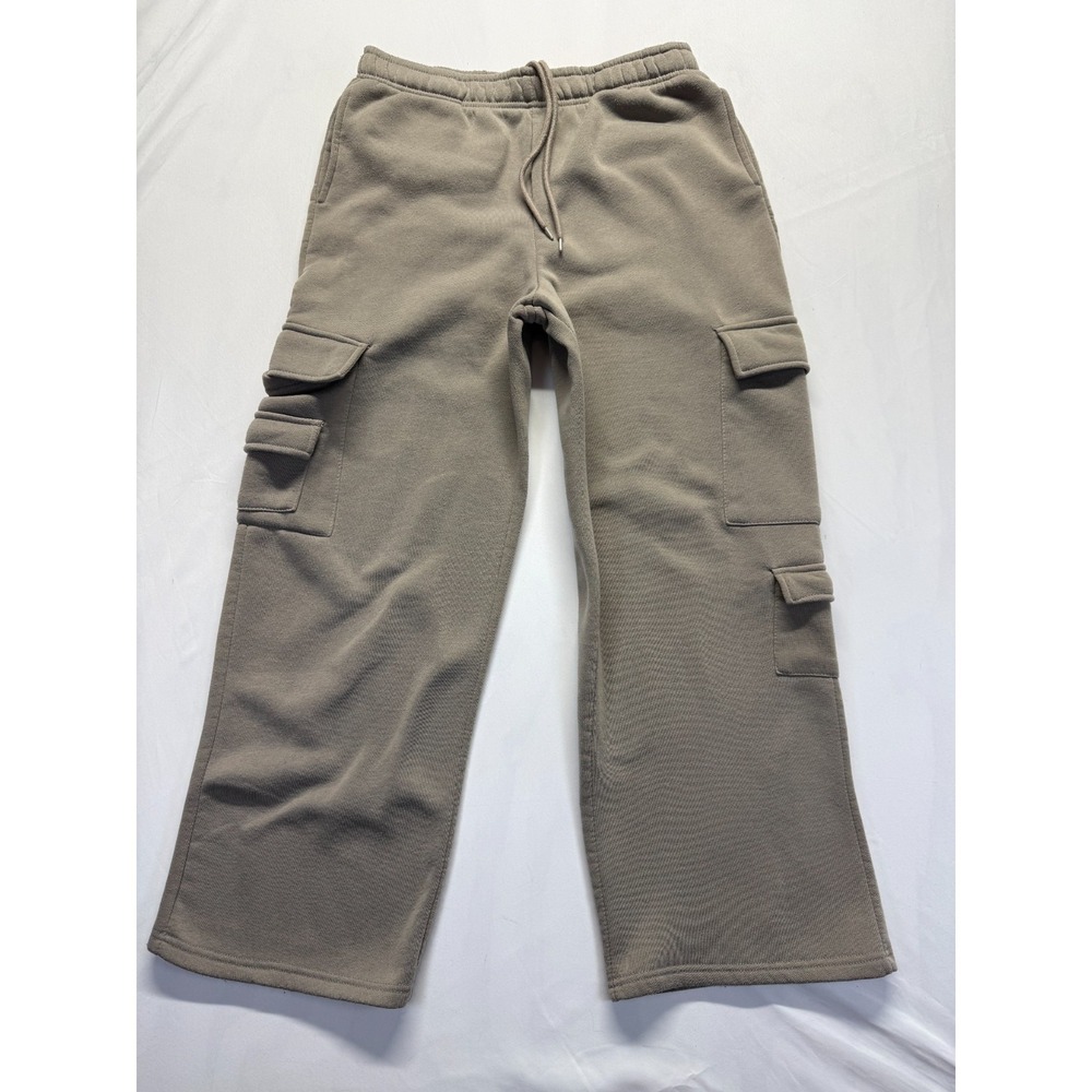 Orange Kiss Essentials Cargo Sweatpants Unisex L Taupe Fleece Lined Drawstring